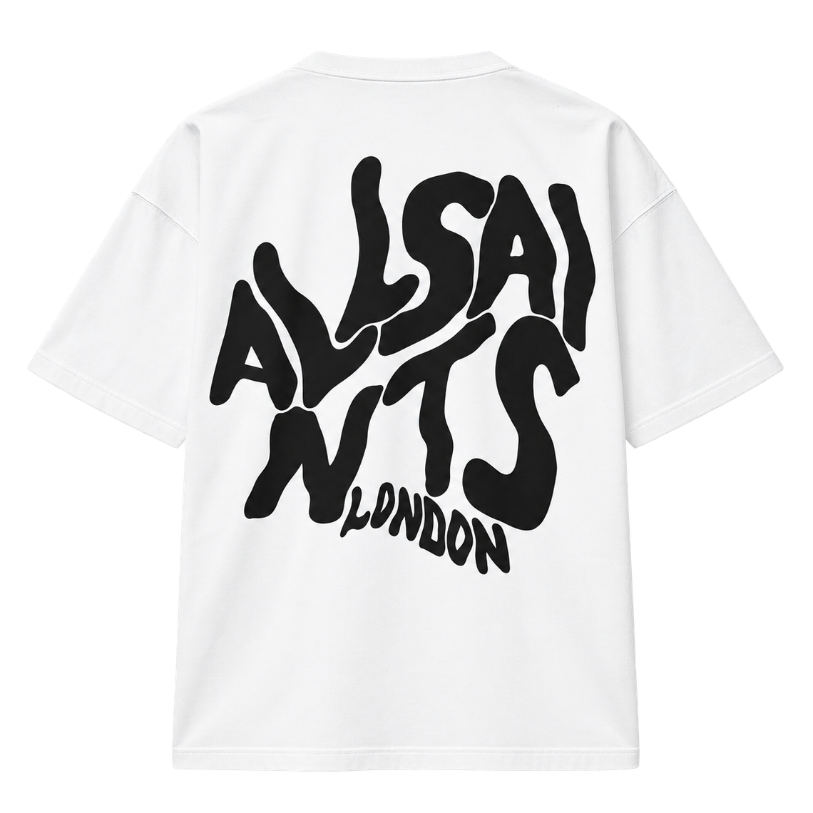 Playera AllSaints Wavy Logo Blanca