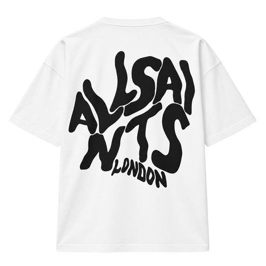 Playera AllSaints Wavy Logo Blanca