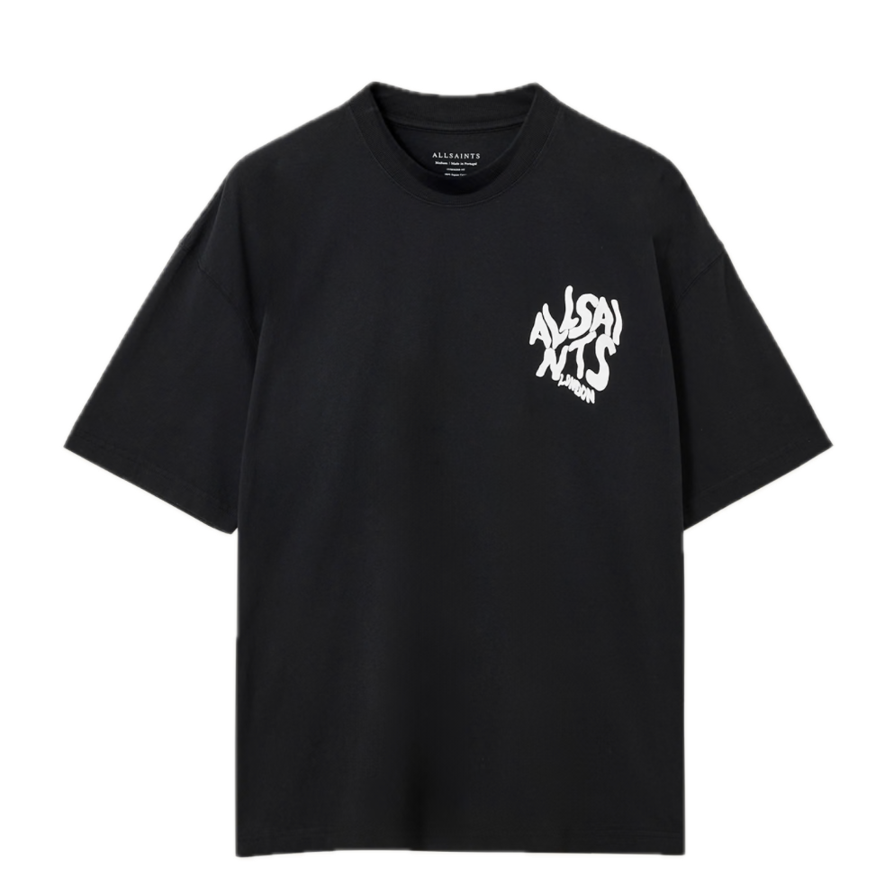 Playera AllSaints Wavy Logo Negra